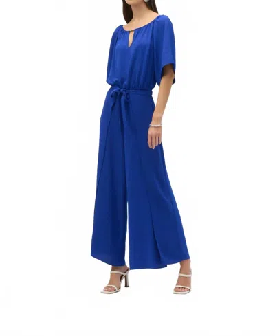 Joseph Ribkoff Off-shoulder Belted Wide Leg Jumpsuit In Royal Sapphire In Blue