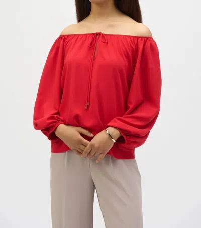 Joseph Ribkoff Off-shoulder Eggshell Flared Top In Radiant Red In Multi