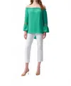 Joseph Ribkoff Off-shoulder Flared Tunic Top In Garden Green In Multi