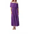 Joseph Ribkoff Off-shoulder Pleated Chiffon Party Long Maxi Dress In Majesty In Purple