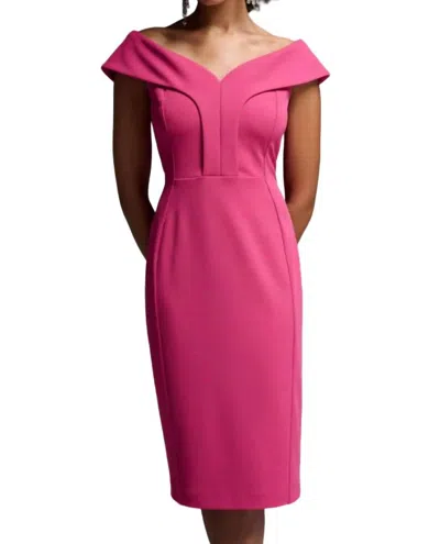 Joseph Ribkoff Off-shoulder Shift Dress In Hibiscus Pink In Multi