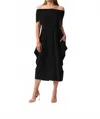 Joseph Ribkoff Off-shoulder Silky Knit Midi Dress In Black