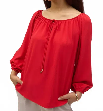 Joseph Ribkoff Off The Shoulder Flared Top In Red
