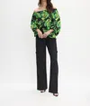 Joseph Ribkoff Off The Shoulder Top In Leaf Printed In Multi