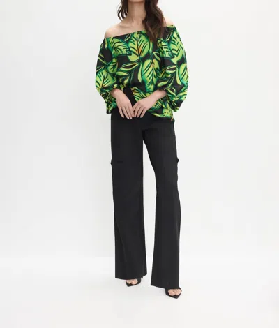 Joseph Ribkoff Off The Shoulder Top In Leaf Printed In Multi