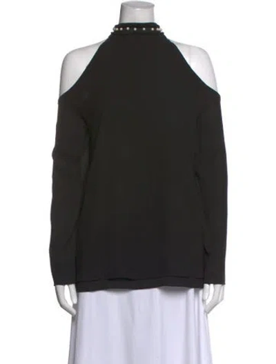 Pre-owned Joseph Ribkoff Off-the-shoulder Long Sleeve Top In Black
