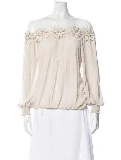 Pre-owned Joseph Ribkoff Off-the-shoulder Long Sleeve Top In Pink
