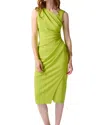 Joseph Ribkoff Asymetrical Sleeveless Sheath Dress In Key Lime In Multi