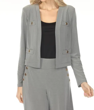 Joseph Ribkoff Open Front Long Sleeve Bolero Jacket In Grey Melange In Gray