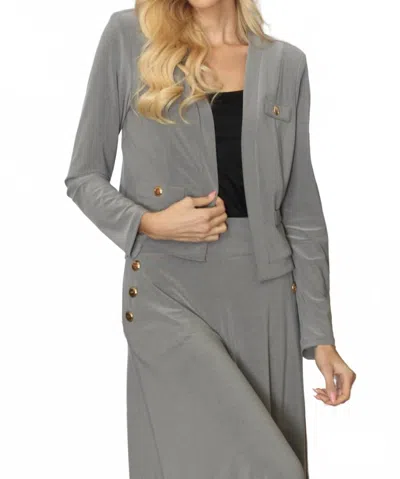 Joseph Ribkoff Open Front Long Sleeve Cardigan In Grey Melange In Gray