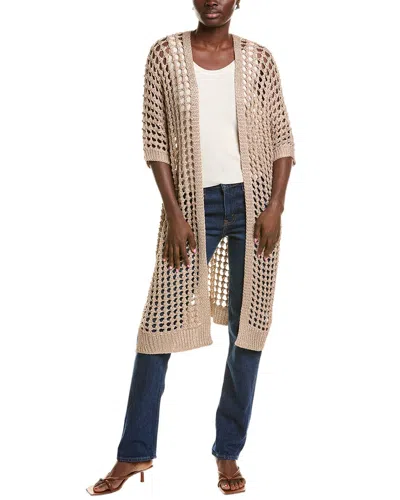 Joseph Ribkoff Open Knit Cardigan In Beige