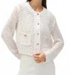 Joseph Ribkoff Open Knit Cardigan In Vanilla/gold In White