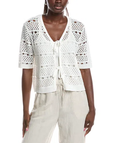 Joseph Ribkoff Open Knit Short Sleeves Cardigan In Vanilla In Neutral