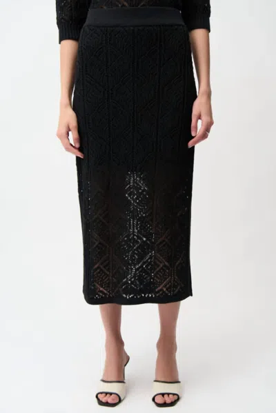 Joseph Ribkoff Open Stitch Pencil Skirt In Black