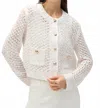 Joseph Ribkoff Open Stitch Short Cardigan In White In White