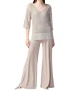 Joseph Ribkoff Open Stitch Sweater With Sequins In Champagne In White