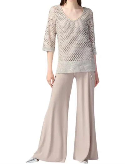 Joseph Ribkoff Open Stitch Sweater With Sequins In Champagne In White