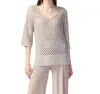 Joseph Ribkoff Open Stitch Sweater With Sequins In Champange In Beige