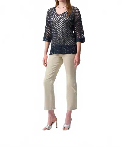 Joseph Ribkoff Open Stitch Sweater With Sequins In Midnight In Black