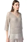 Joseph Ribkoff Open Stitch With Sequins Sweater In Champagne
