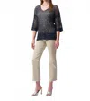 Joseph Ribkoff Open Stitch With Sequins Sweater In Midnight Blue In Blue