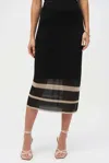 Joseph Ribkoff Open Weave Long Skirt In Black/vanilla In Black