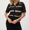 JOSEPH RIBKOFF OPEN WEAVE TOP IN BLACK/VANILLA