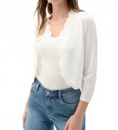 Joseph Ribkoff Open-front Scalloped V-neck Cardigan In Vanilla In White