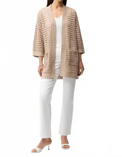 Joseph Ribkoff Open-stitch Boxy Cardigan In Parchment In Gray