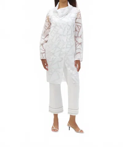 Joseph Ribkoff Organza Abstract Print Cocoon Coat In White/black