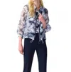 Joseph Ribkoff Organza Jacket With Camisole 2-piece Set In Midnight Blue/white In Multi