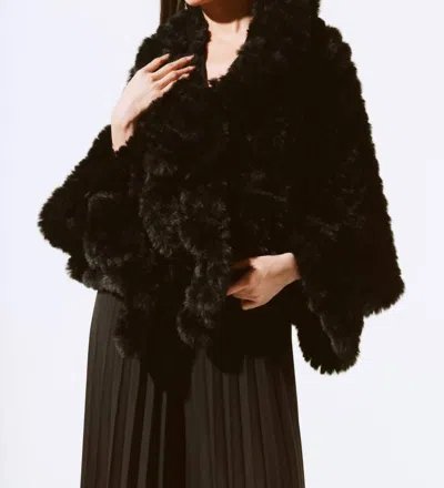 Joseph Ribkoff Oversized Faux Fur Cape Cover-up In Black