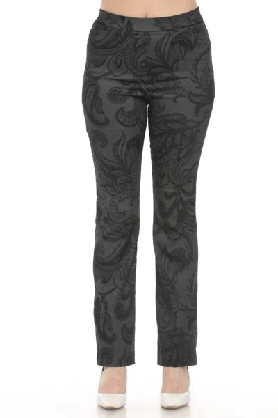 Joseph Ribkoff Paisley Brocade Bootcut Pant In Grey/black In Multi