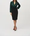 Joseph Ribkoff Paisley Faux Wrap Sheath Dress In Absolute Green/black In Black