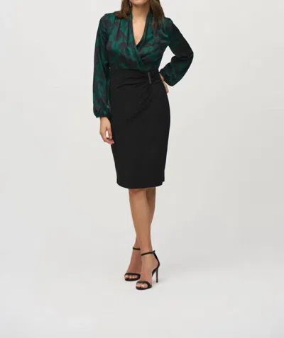 Joseph Ribkoff Paisley Faux Wrap Sheath Dress In Absolute Green/black