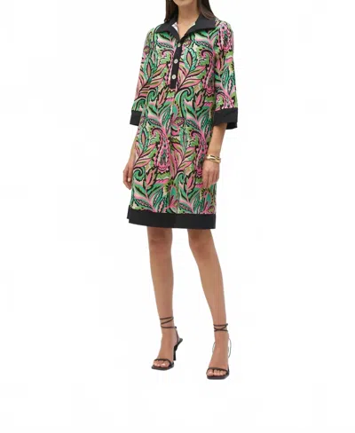 Joseph Ribkoff Floral Knee Length Shirt Dress In Black In Multi