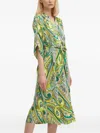 Joseph Ribkoff Paisley Tie-waist Midi Dress In Green