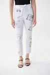 JOSEPH RIBKOFF PARIS POSTAGE PRINT CROP PANT IN WHITE/GREY