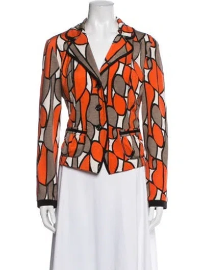Pre-owned Joseph Ribkoff Patterned Blazer In Orange