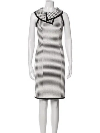 Pre-owned Joseph Ribkoff Patterned Knee-length Dress In White