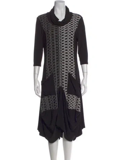 Pre-owned Joseph Ribkoff Patterned Midi Length Dress W/ Tags In Black