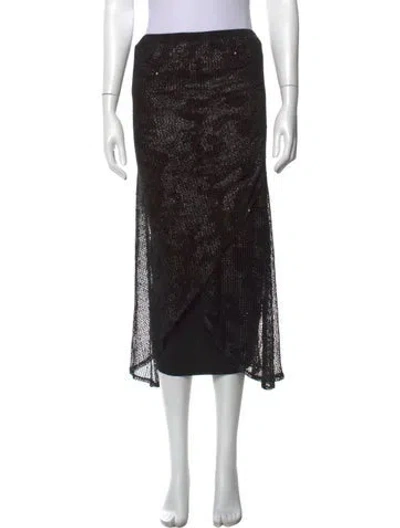 Pre-owned Joseph Ribkoff Patterned Midi Length Skirt In Black