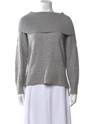 Pre-owned Joseph Ribkoff Patterned Off-the-shoulder Sweater In Grey