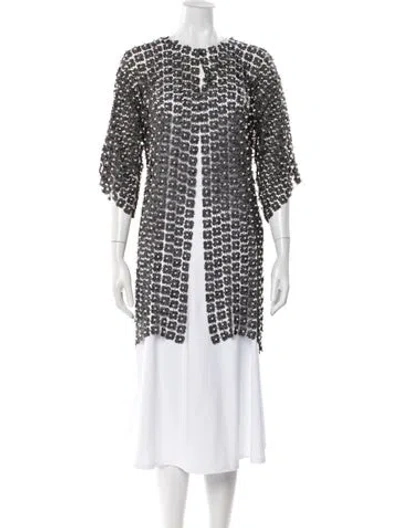 Pre-owned Joseph Ribkoff Patterned Open Front Sweater W/ Tags In White