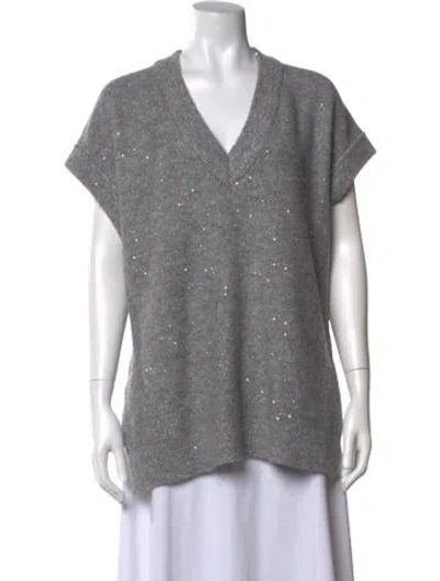 Pre-owned Joseph Ribkoff Patterned V-neck Sweater In Grey