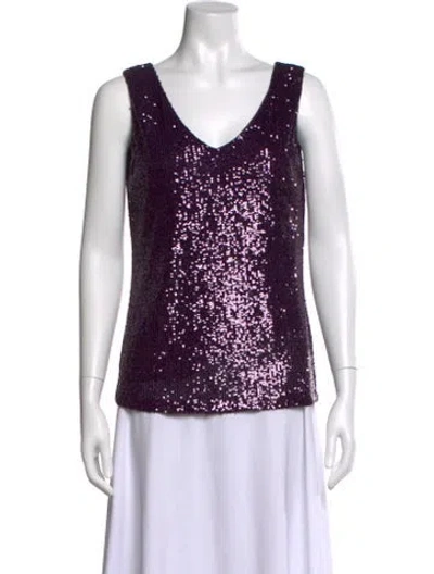 Pre-owned Joseph Ribkoff Patterned V-neck Top W/ Tags In Purple