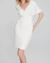 Joseph Ribkoff Scuba Crepe Wrap Dress With Pearl Detail In Vanilla In White