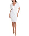 Joseph Ribkoff Scuba Crepe Wrap Dress With Pearl Detail In Vanilla In White