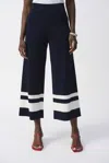 Joseph Ribkoff Stripe Sweater Knit Culotte Pant In Blue In Blue