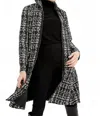 Joseph Ribkoff Plaid Coat In Black & White In Multi